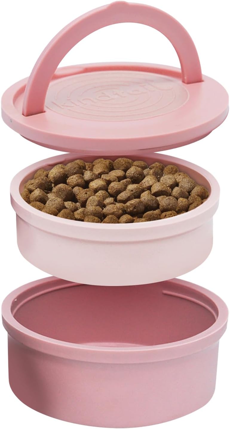 KindTail Dog Travel Bowls - Set of 2 Portable Pet Food & Water Dishes with Lid & Handle - Each Nesting Container Includes a Non-Slip Silicone Base - Microwave & Dishwasher Safe - BPA & Toxin-Free - Image 1